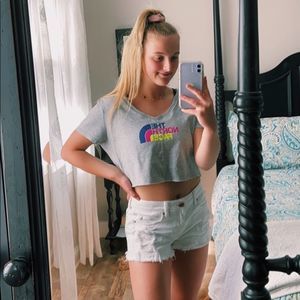 Cropped vintage north face tee